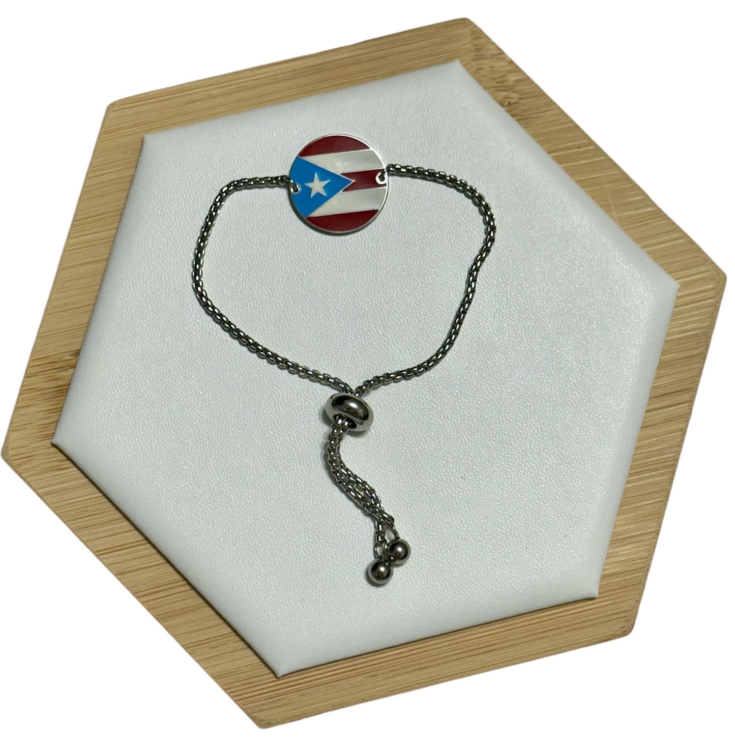 Pulsera Bandera Redonda Plateada