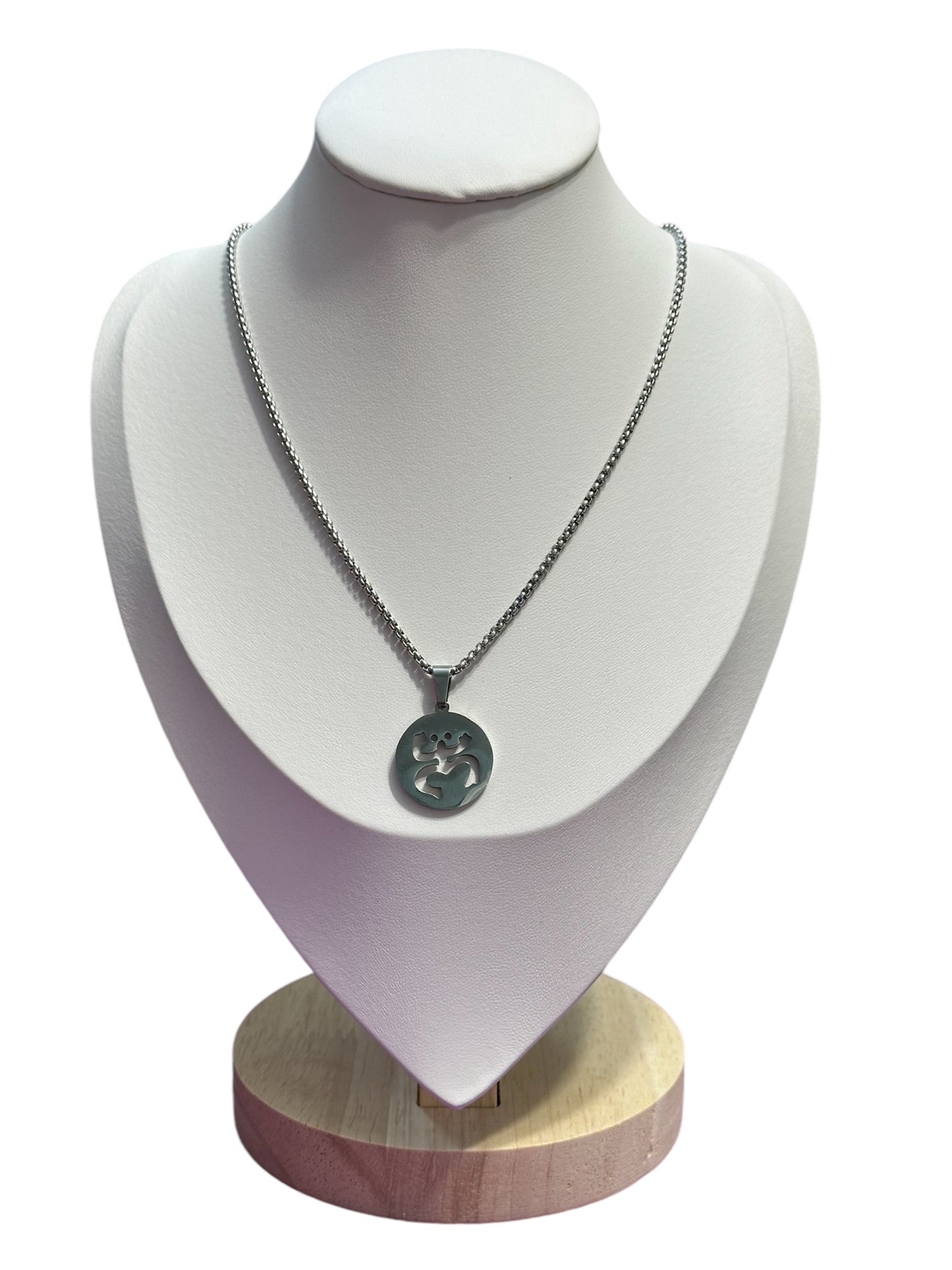 Set Coquí Taíno Redondo Plateado (Collar y Pulsera)