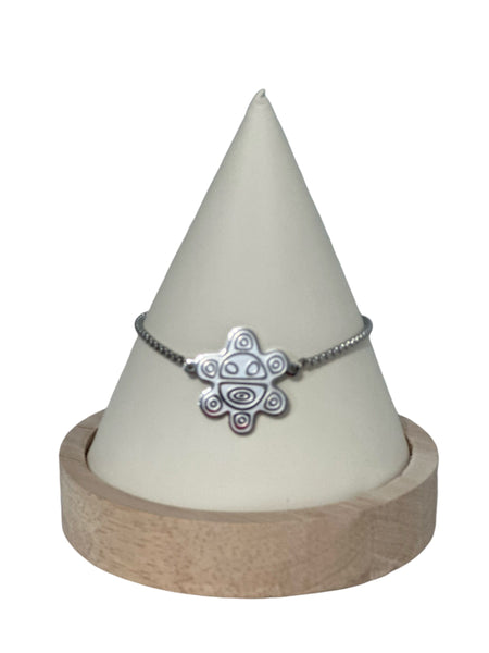 Set Sol Taino Plateado (Collar, Pulsera y Aretes)