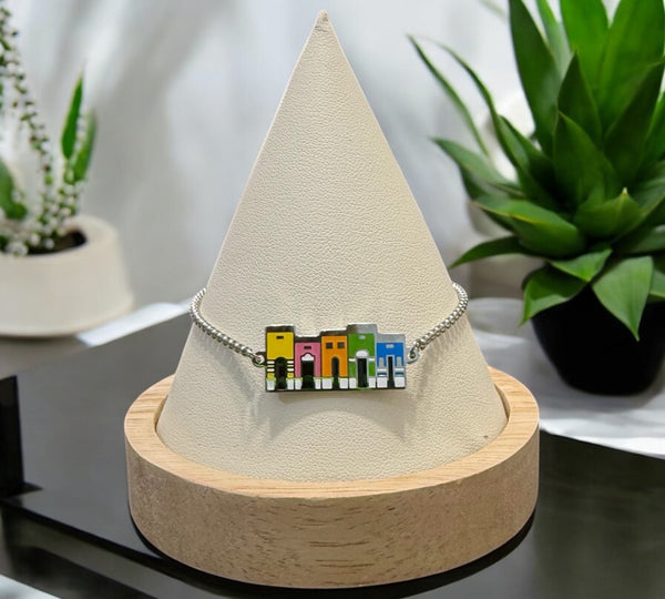 Set Casitas del Viejo San Juan, PR en Plateado(Collar y Pulsera)