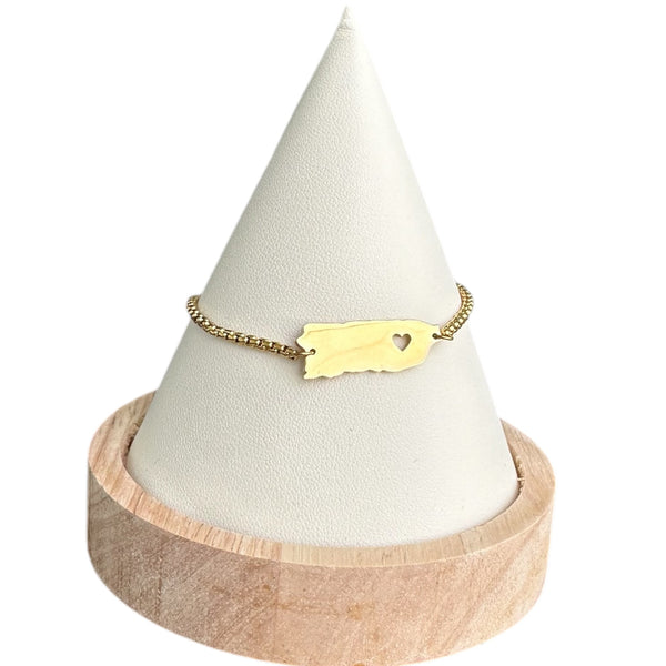 Set Mapa con Corazón en Dorado (Collar y Pulsera)