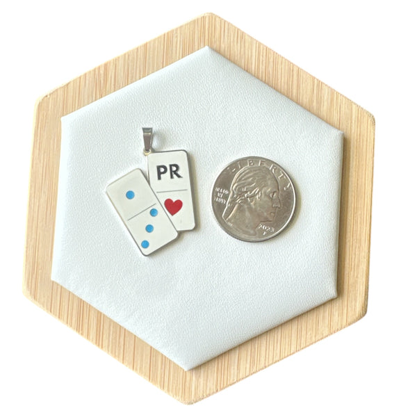 Collar Ficha de Dominos con los Colores de la Bandera de PR.