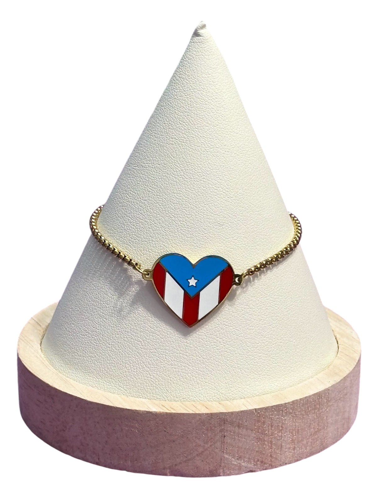 Set Bandera Corazón de PR Colores en Dorado (Collar y Pulsera)