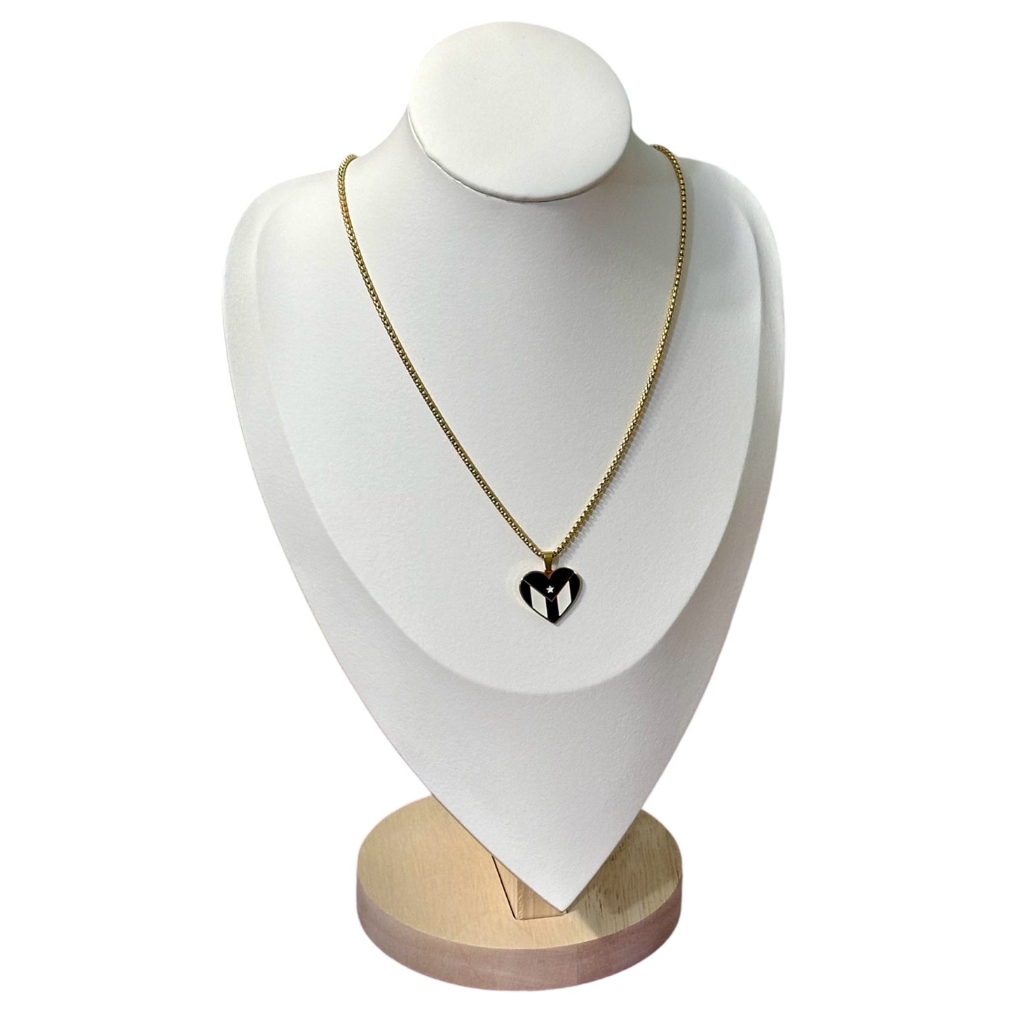 Bandera Corazón Negra/Blanca en Dorado