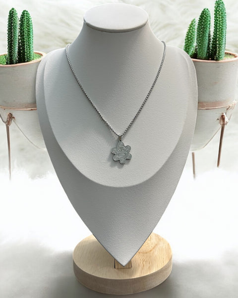 Set Sol Taino Plateado (Collar, Pulsera y Aretes)