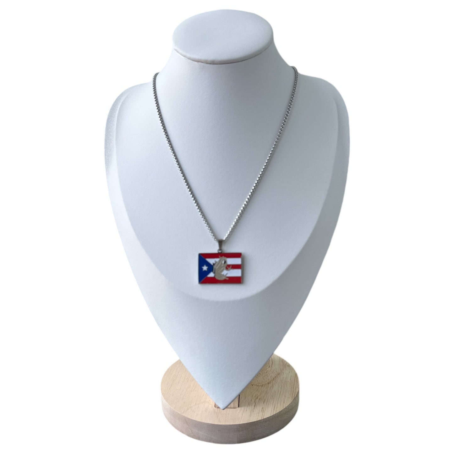 Collar Bandera Coqui Taino Plateado