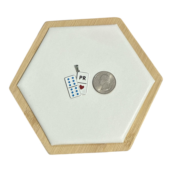 COLLAR FICHA DE DOMINOS ❤️PR EN PLATEADO