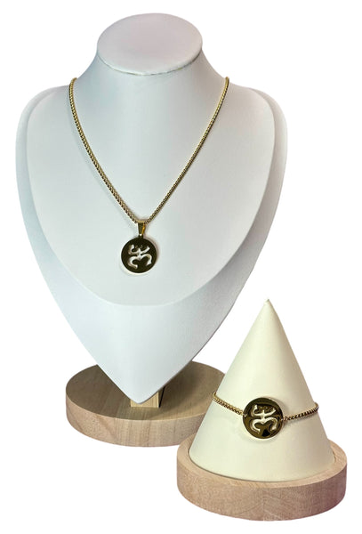 Set Coquí Taíno Redondo Dorado (Collar y Pulsera)