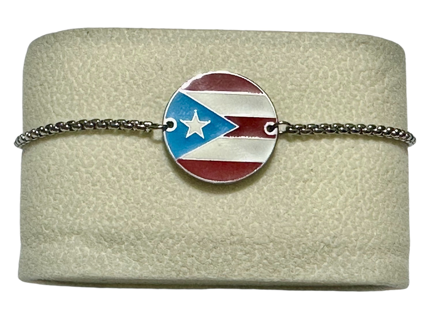 Pulsera Bandera Redonda Plateada