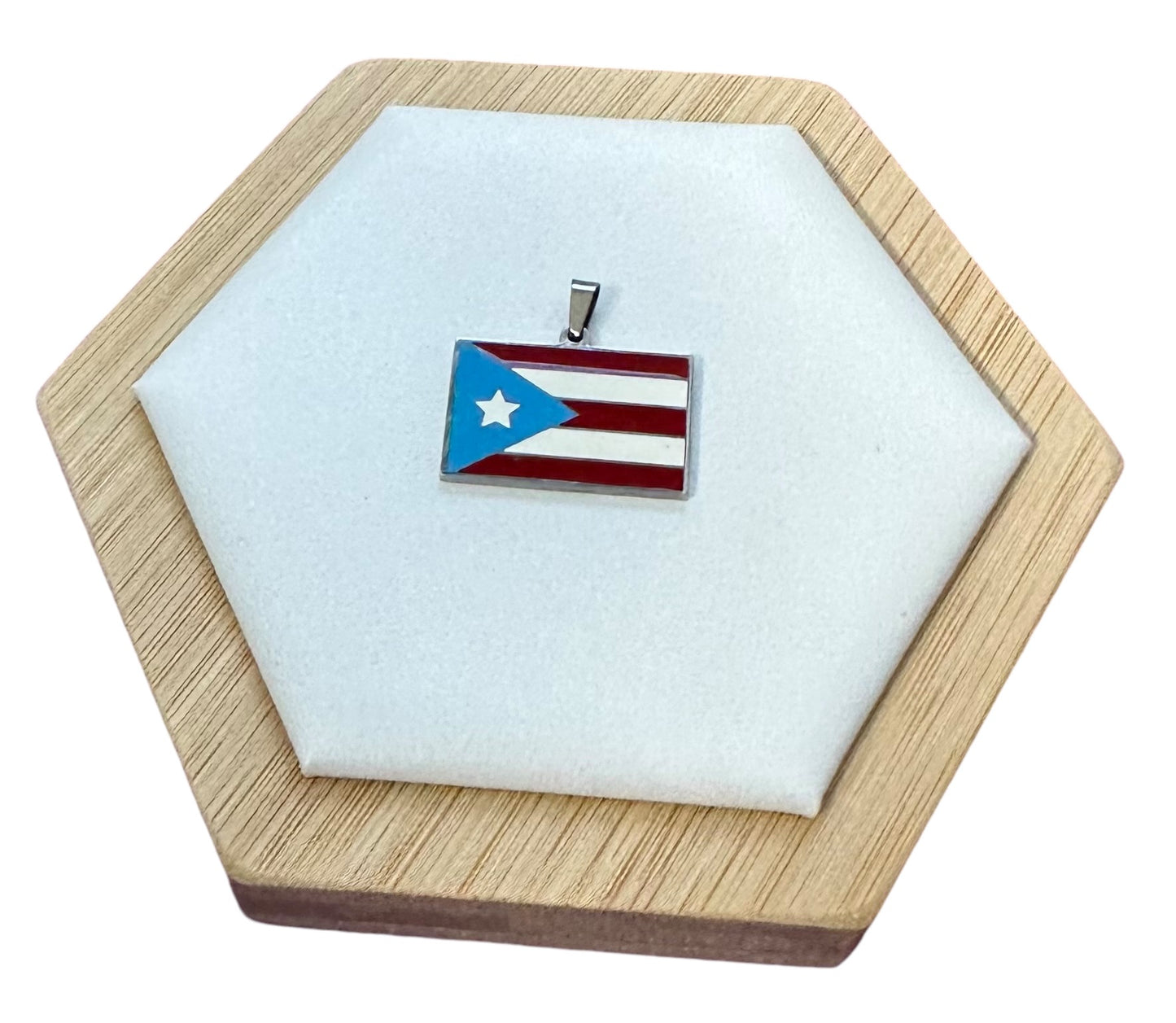 Bandera de P.R. Rectangular Multi en Plateado