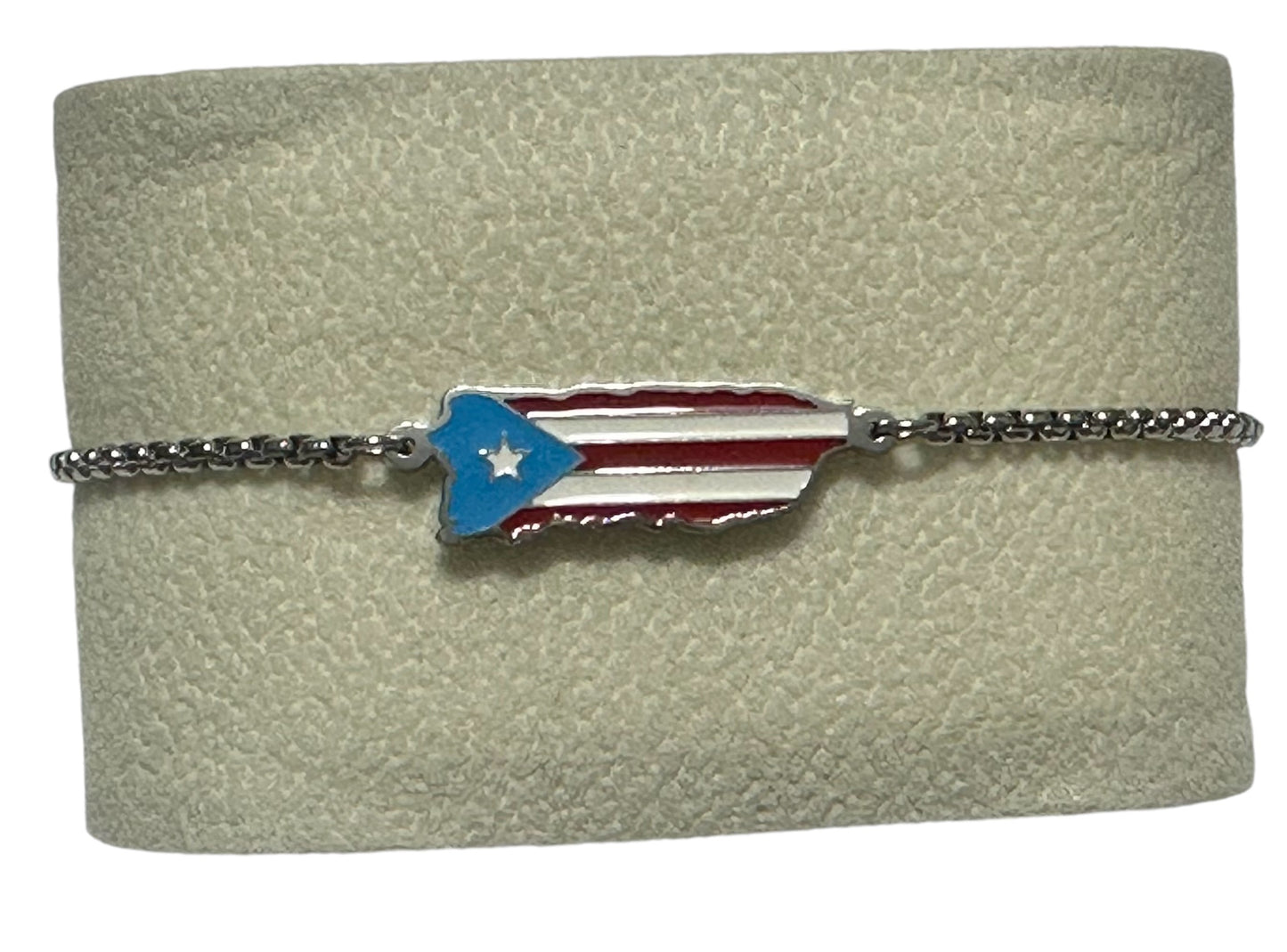 Pulsera Mapa de PR Color en Plateada