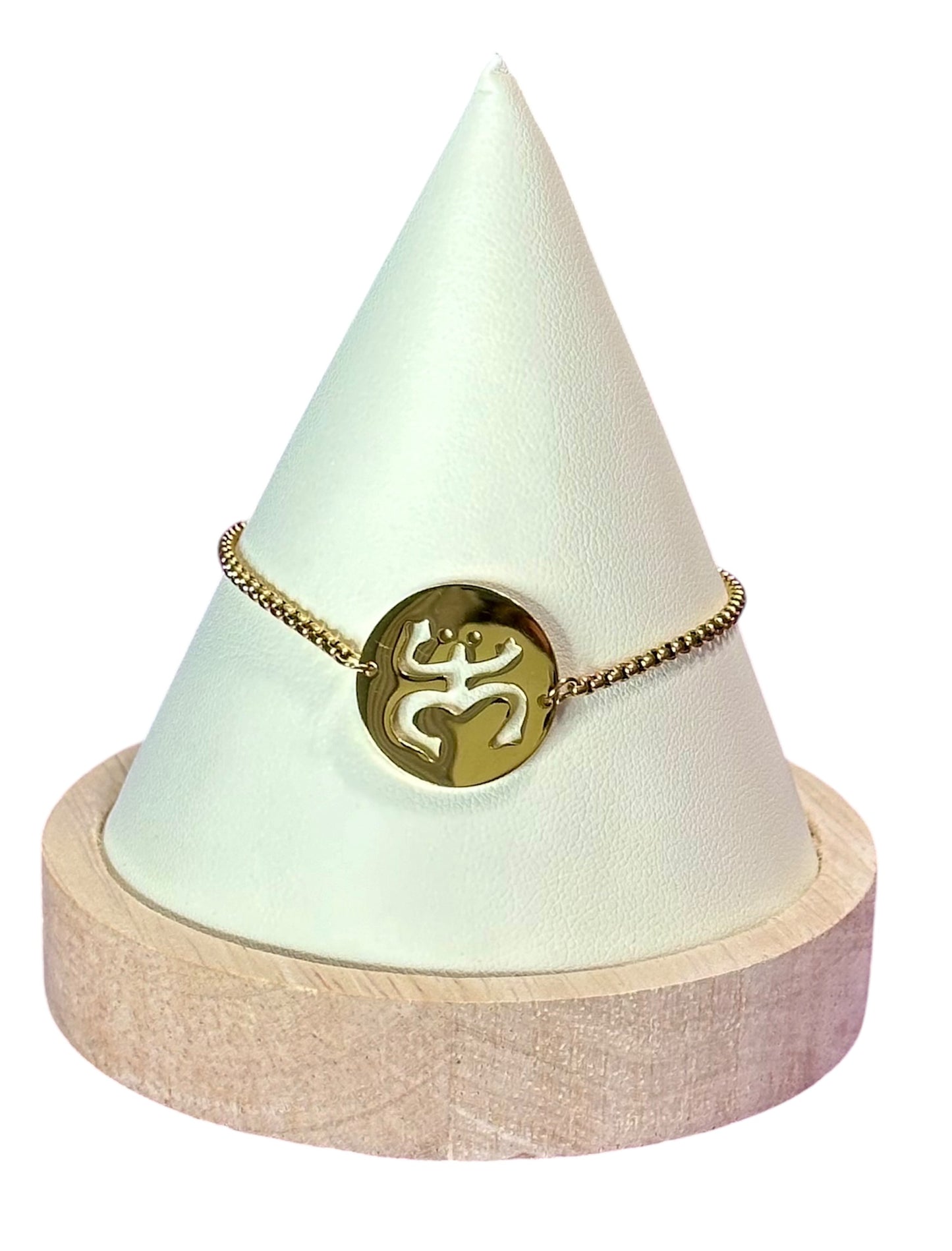 Set Coquí Taíno Redondo Dorado (Collar y Pulsera)