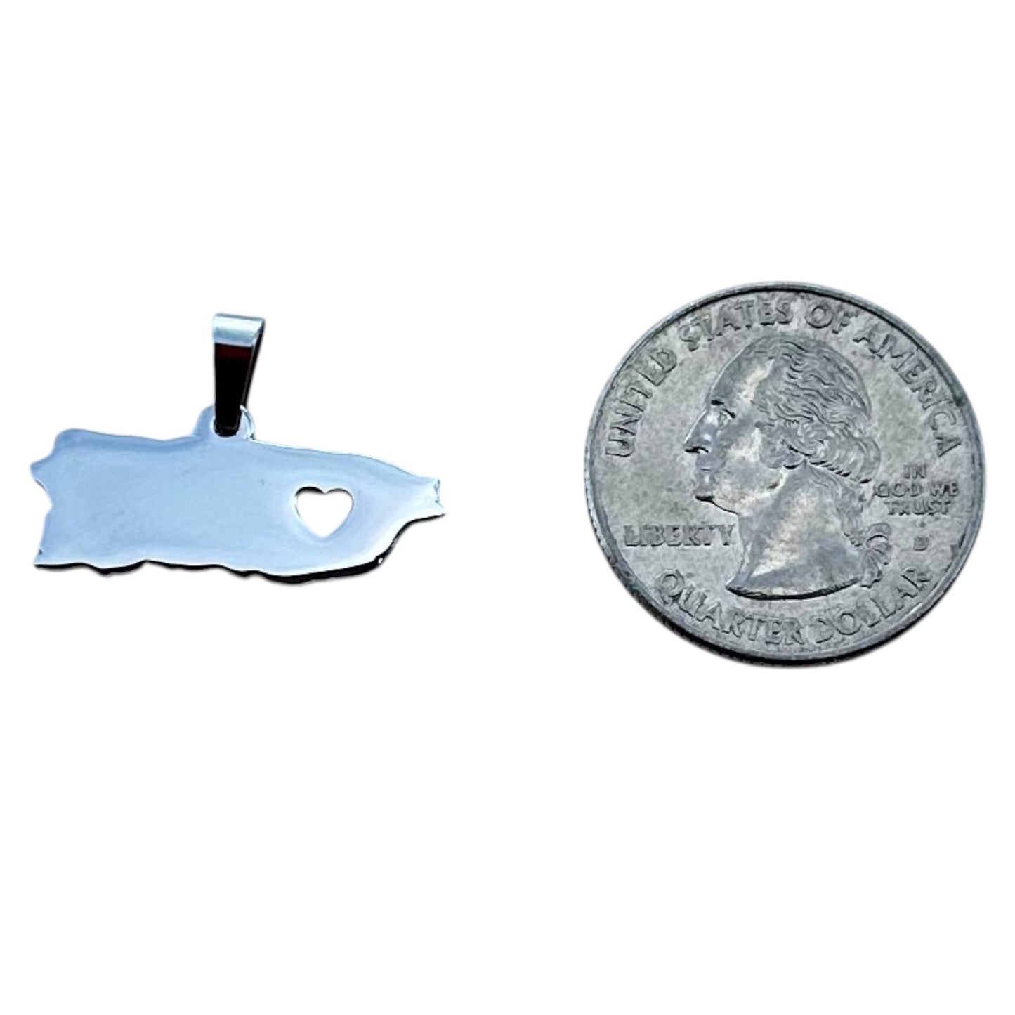 Collar mapa de Puerto Rico con Corazón Plateada