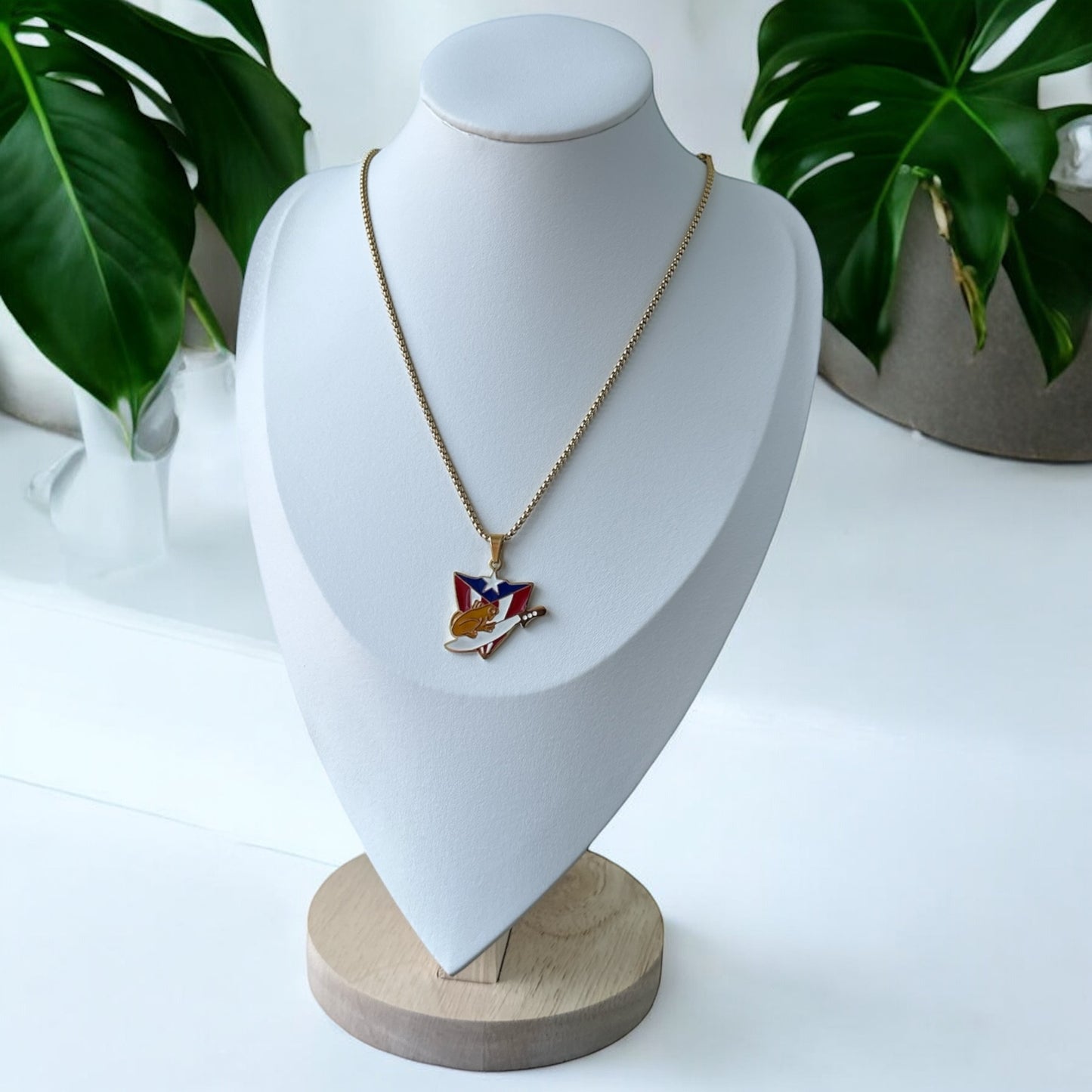 Collar Bandera Coqui/Machete Dorado