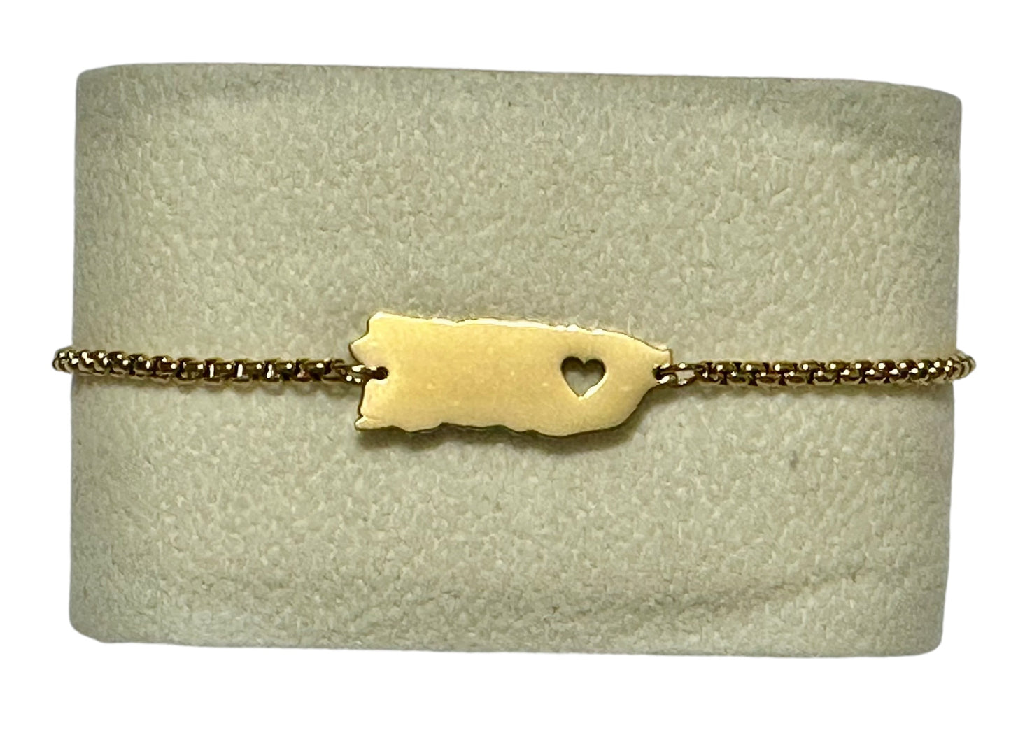 Pulsera Mapa con Corazón Dorada