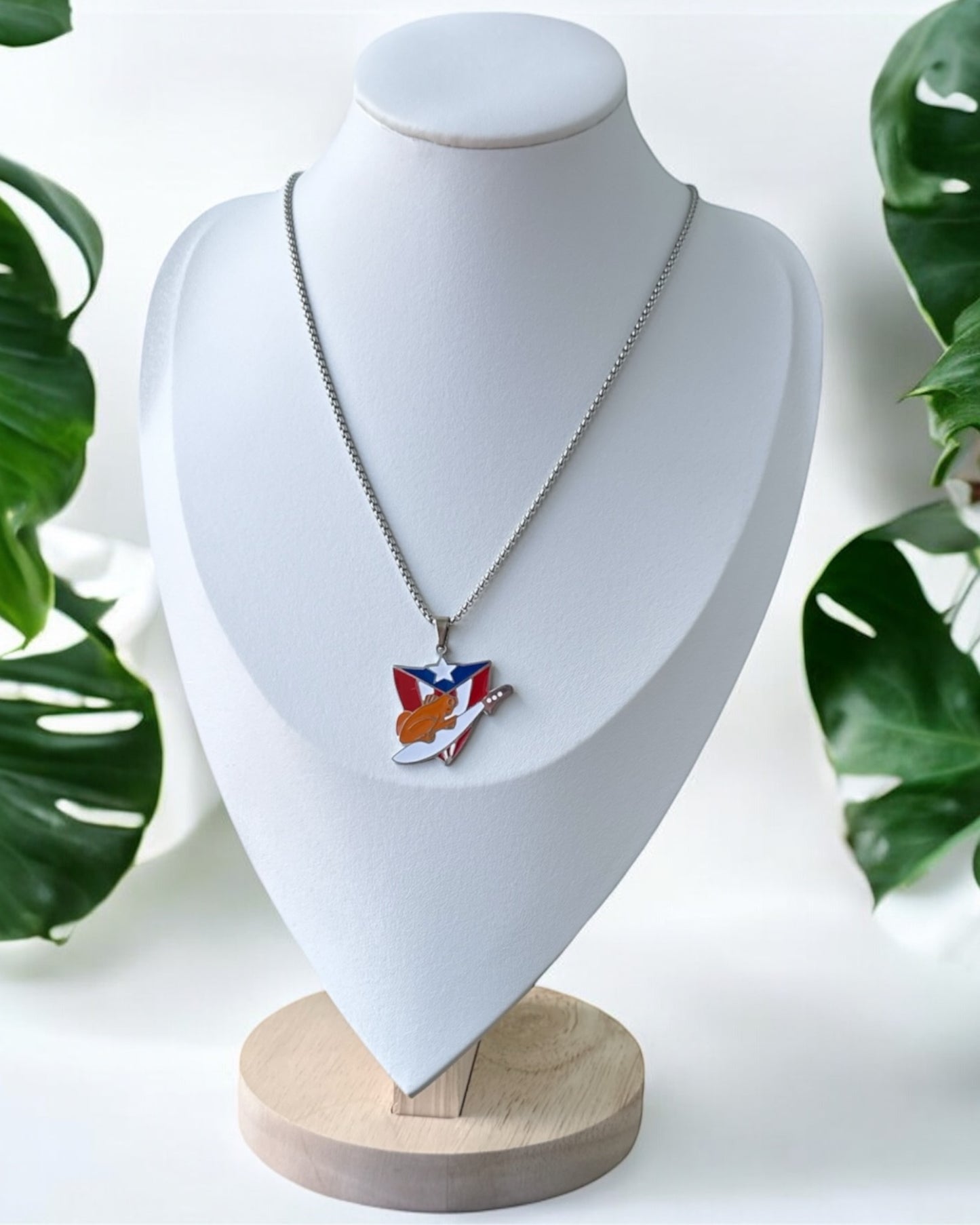 Collar Bandera Coqui/Machete Plateado