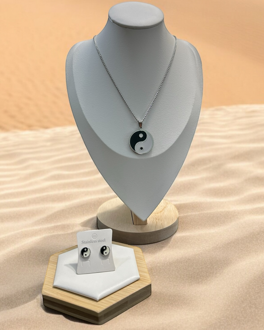 Set Ying Yang en Plateado (Pantallas y Collar)