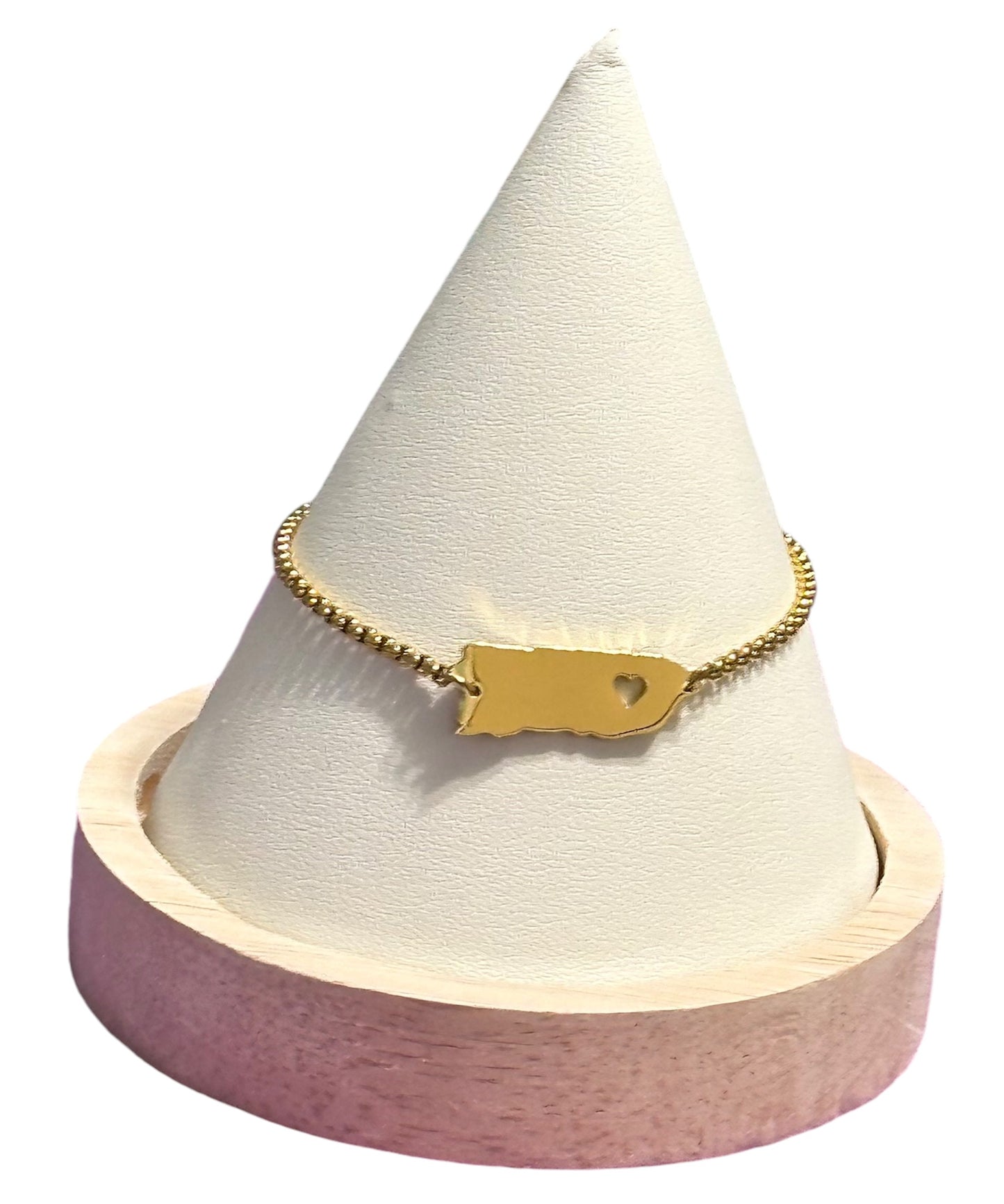 Pulsera Mapa con Corazón Dorada