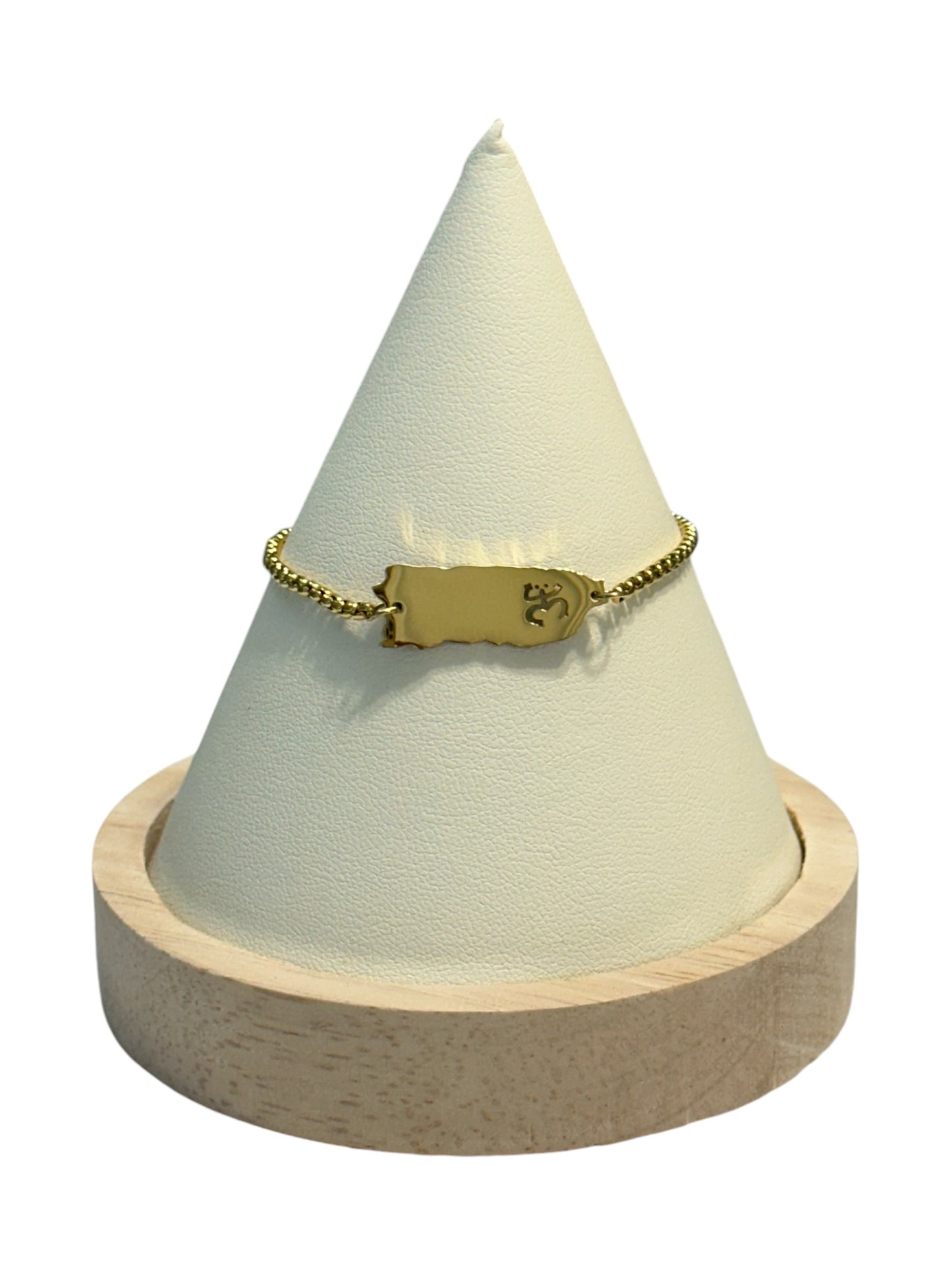 Pulsera Mapa de PR Coqui Taino Dorada