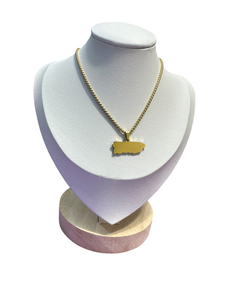 Collar Mapa de Puerto Rico Flat Dorado