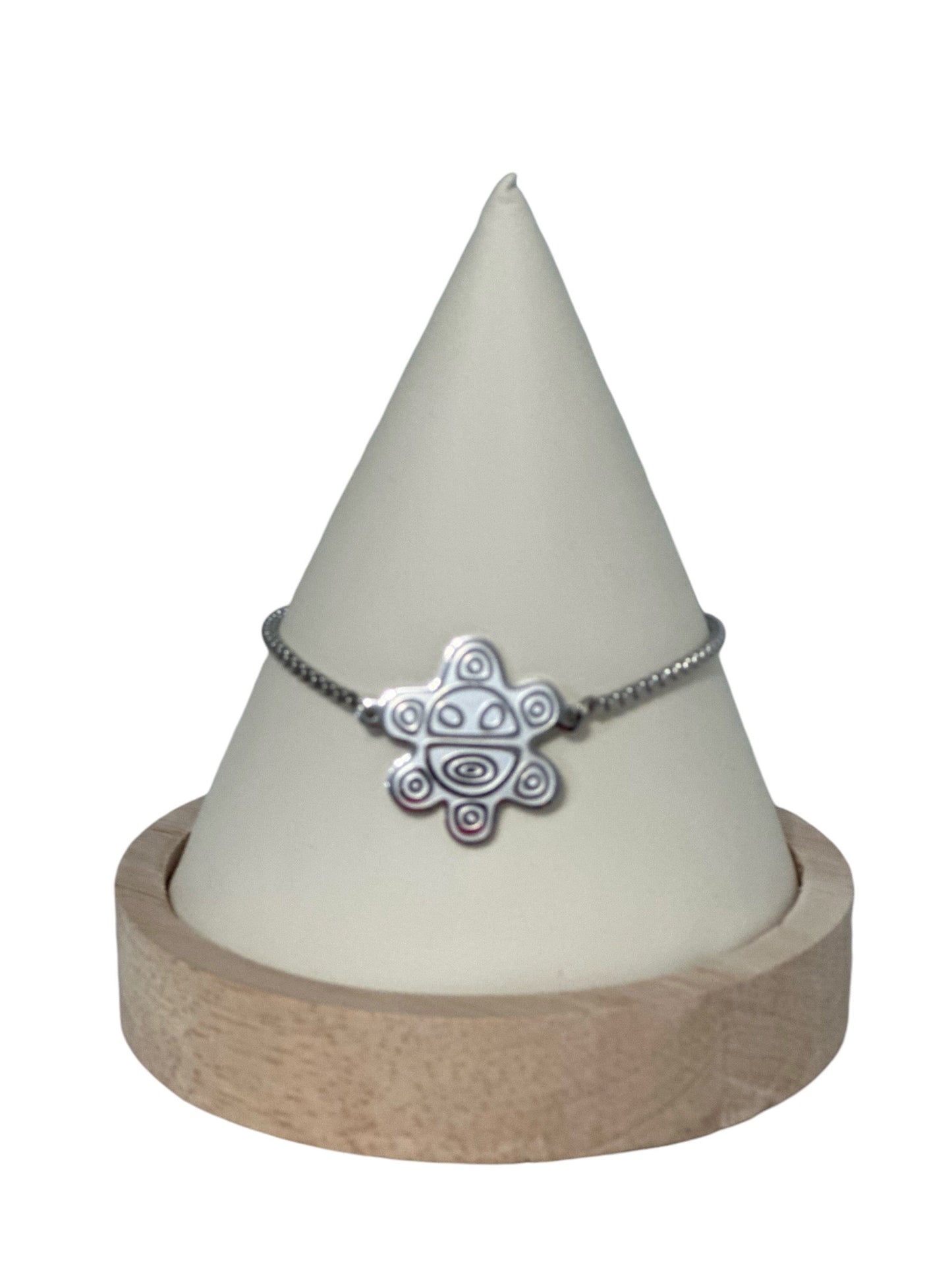 Set Sol Taino Plateado (Collar, Pulsera y Aretes)