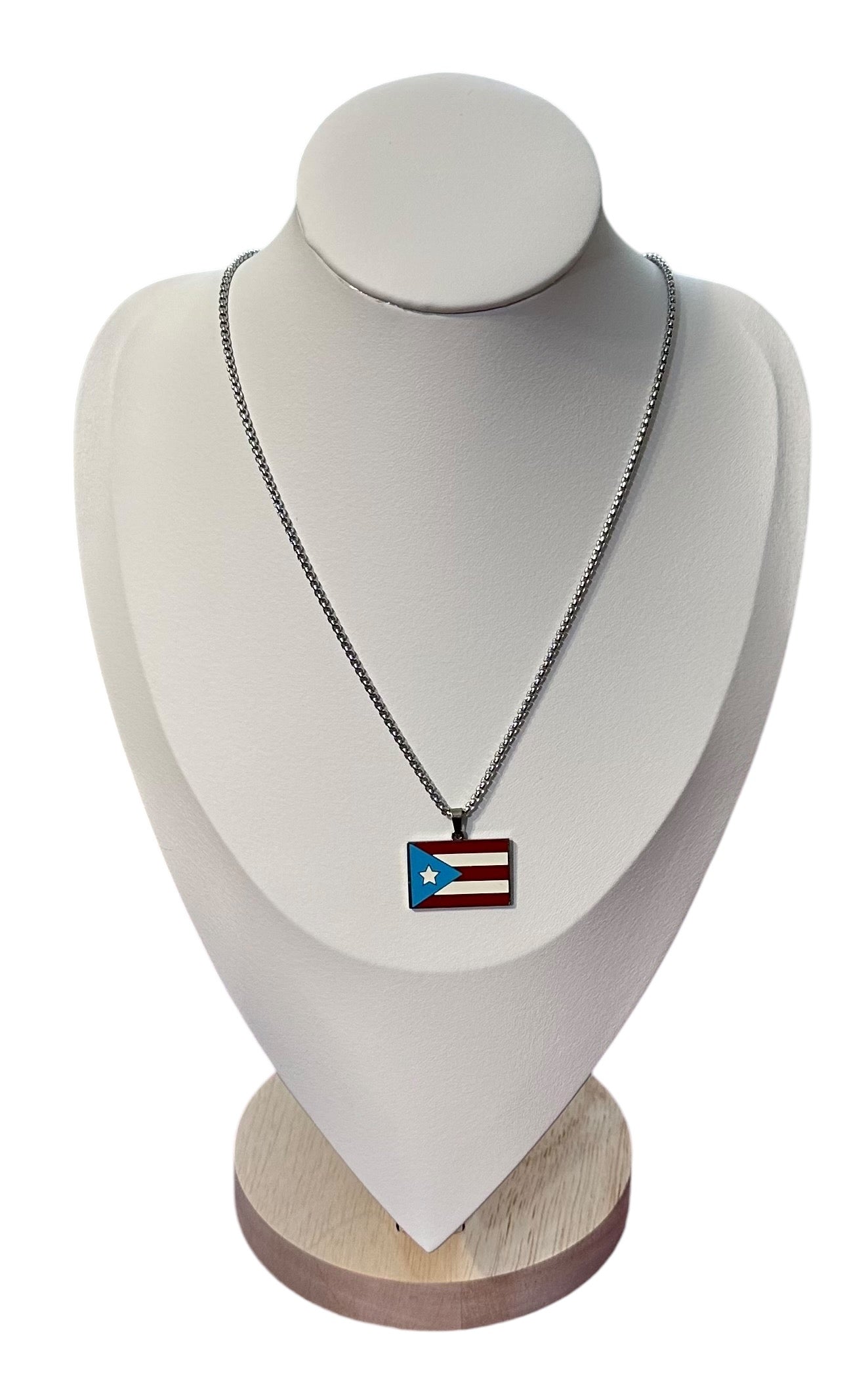 Bandera de P.R. Rectangular Multi en Plateado