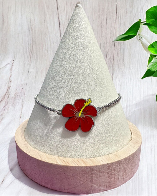 Pulsera Flor de Maga Roja y Plateada