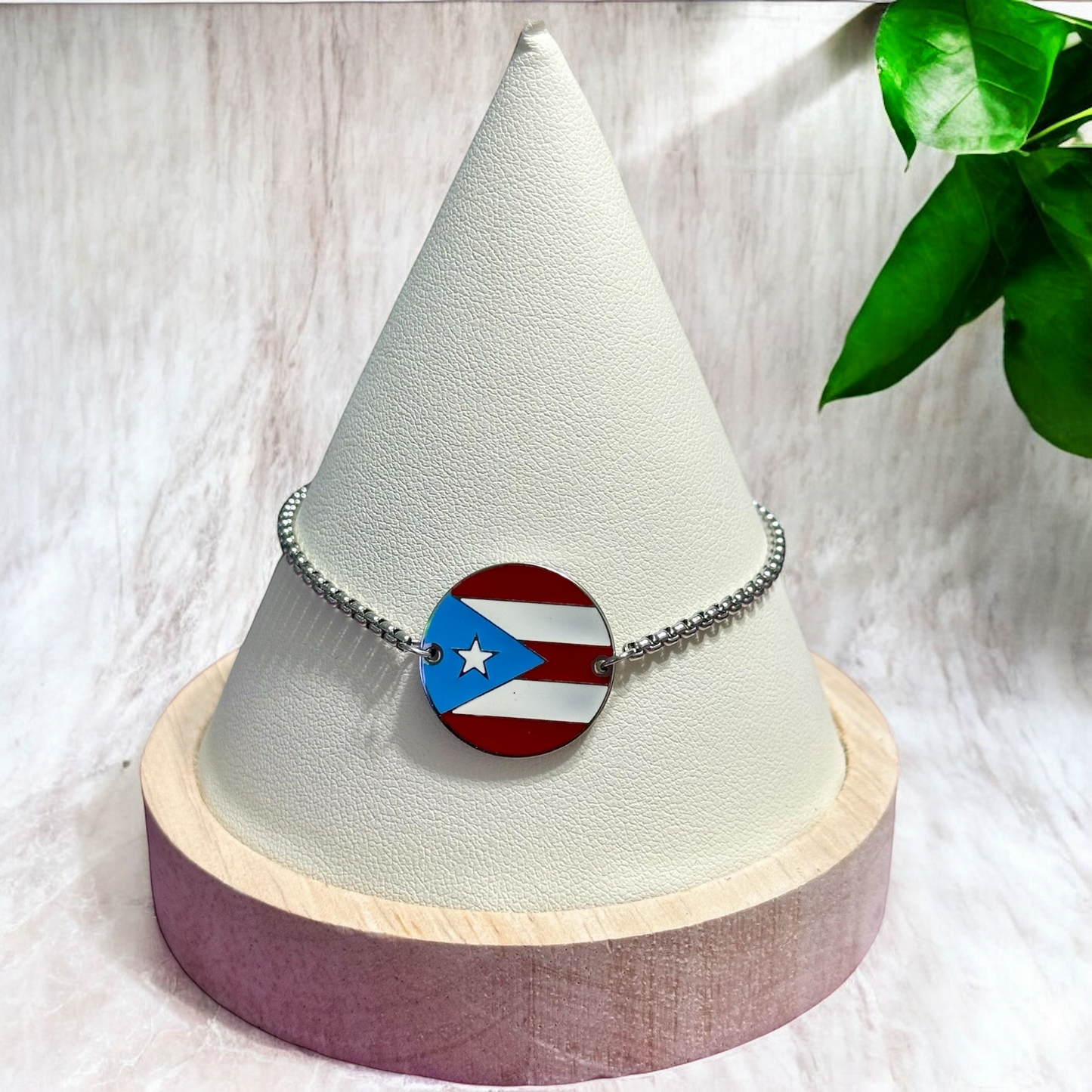 Pulsera Bandera Redonda Plateada