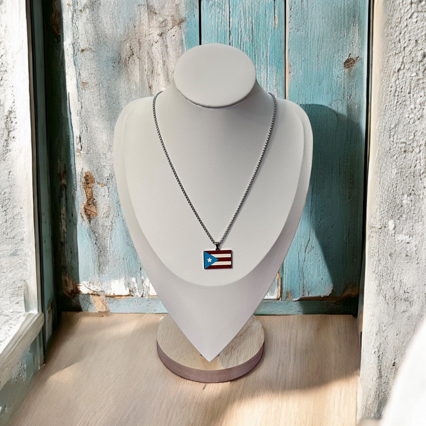 Bandera de P.R. Rectangular Multi en Plateado