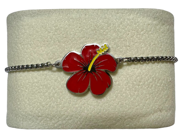 Pulsera Flor de Maga Roja y Plateada