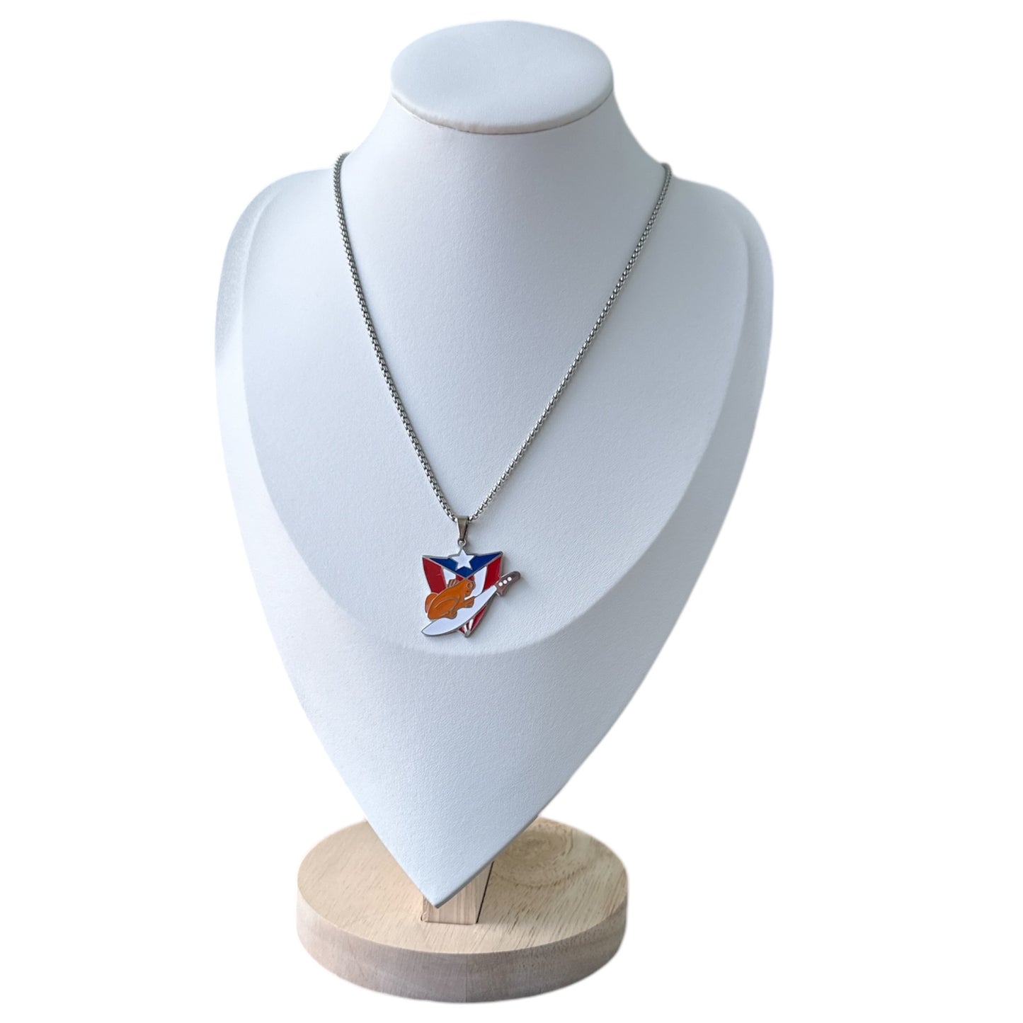 Collar Bandera Coqui/Machete Plateado