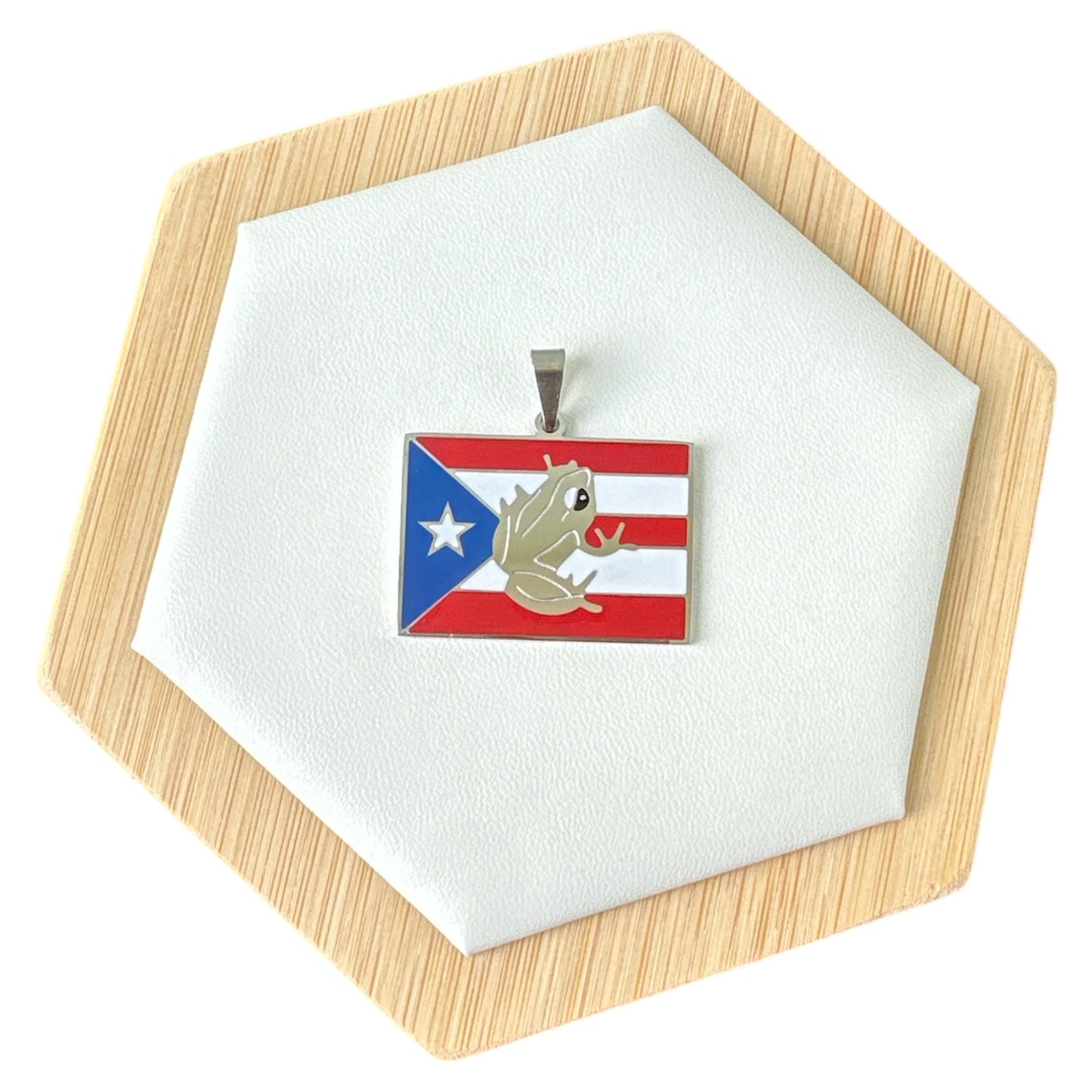 Collar Bandera Coqui Taino Plateado