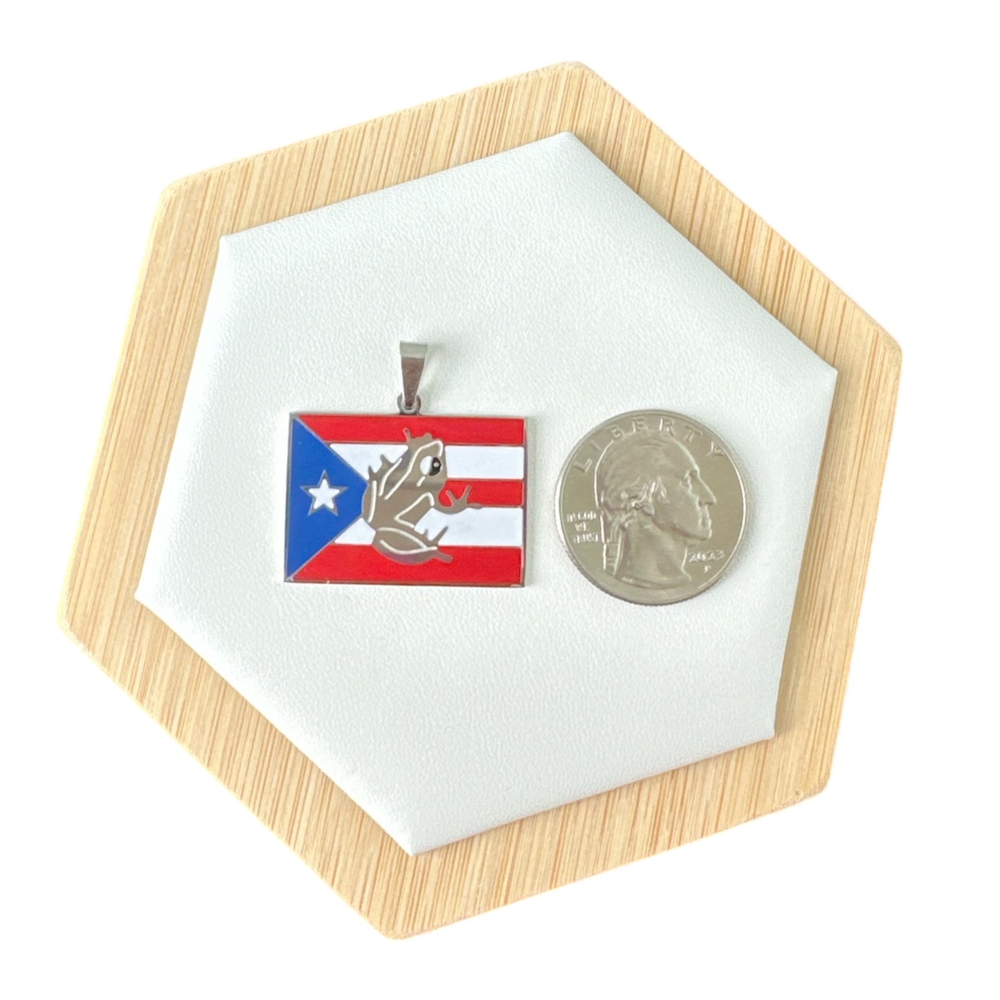 Collar Bandera Coqui Taino Plateado