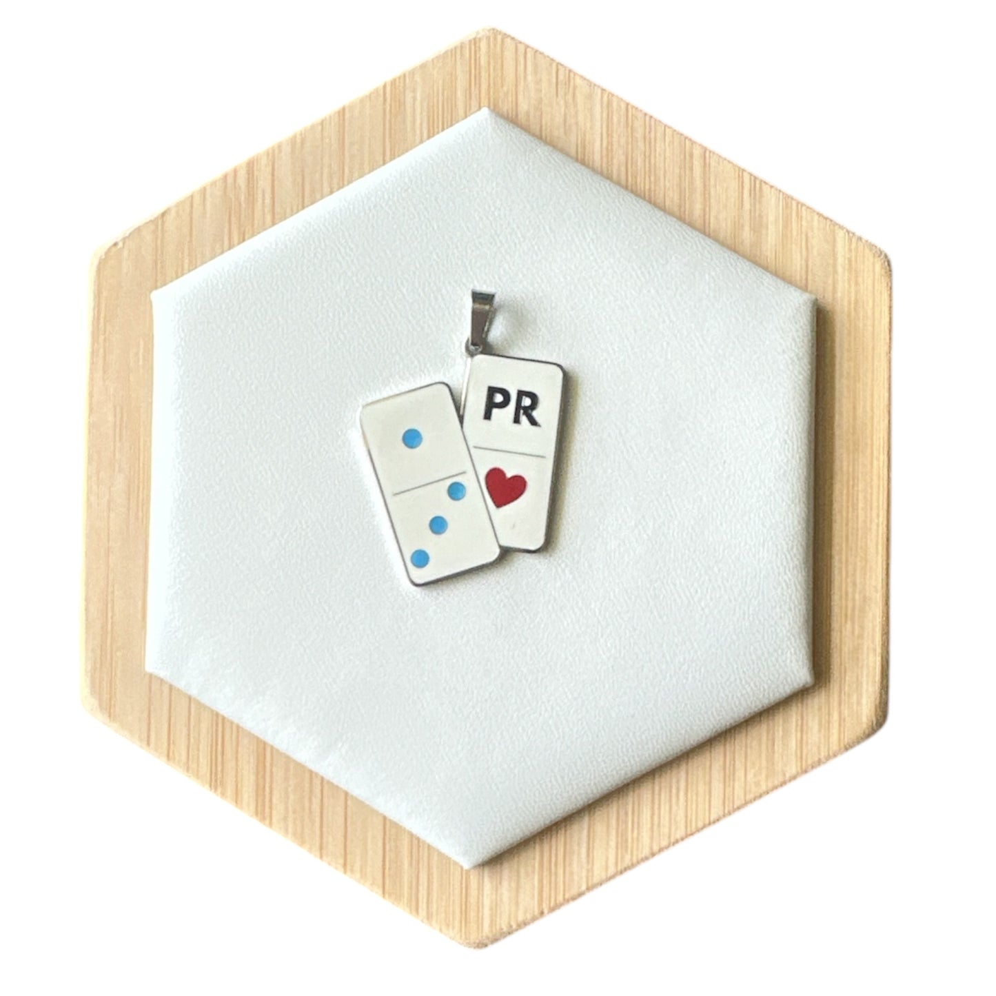 Collar Ficha de Dominos con los Colores de la Bandera de PR.