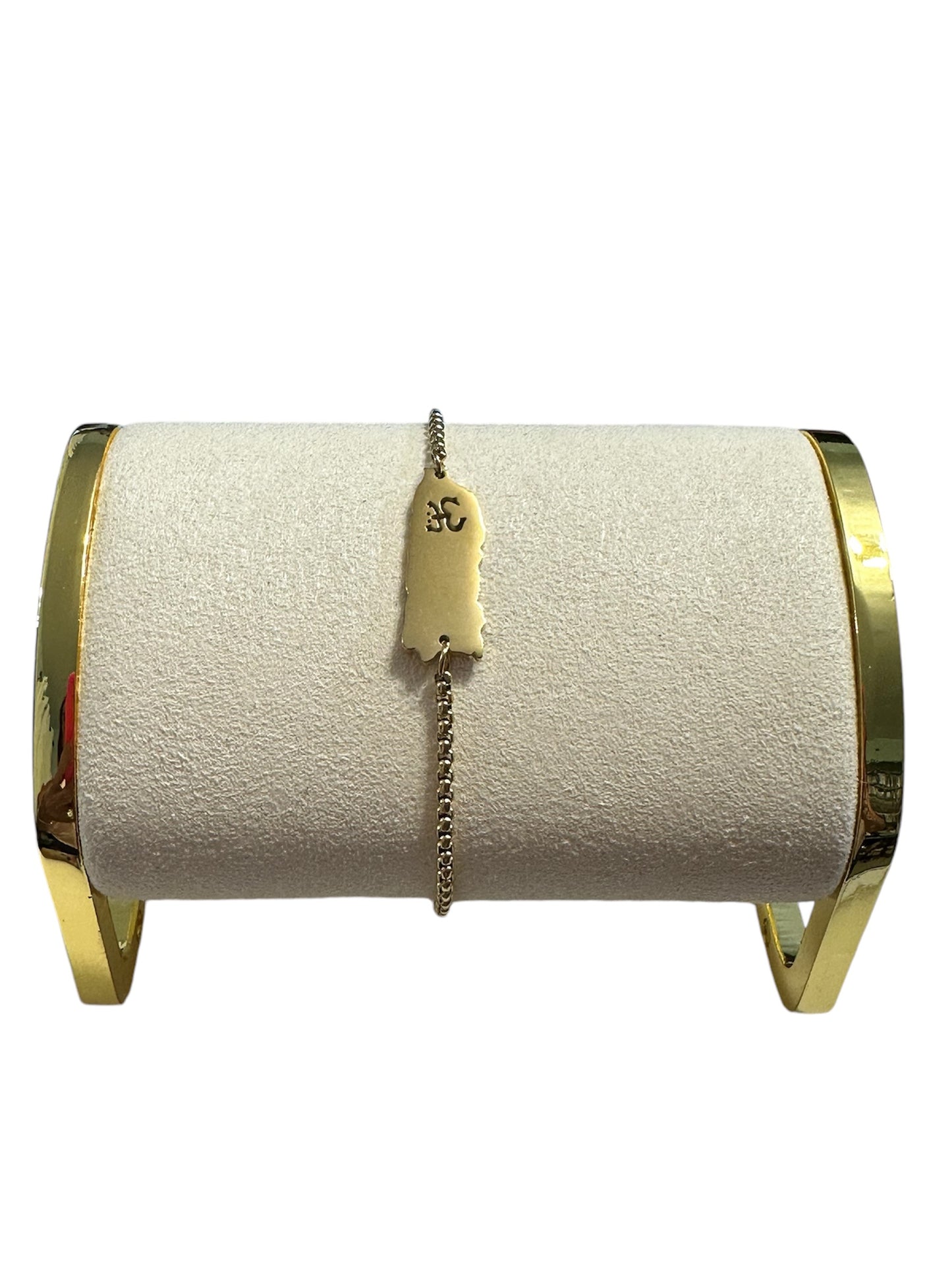 Pulsera Mapa de PR Coqui Taino Dorada