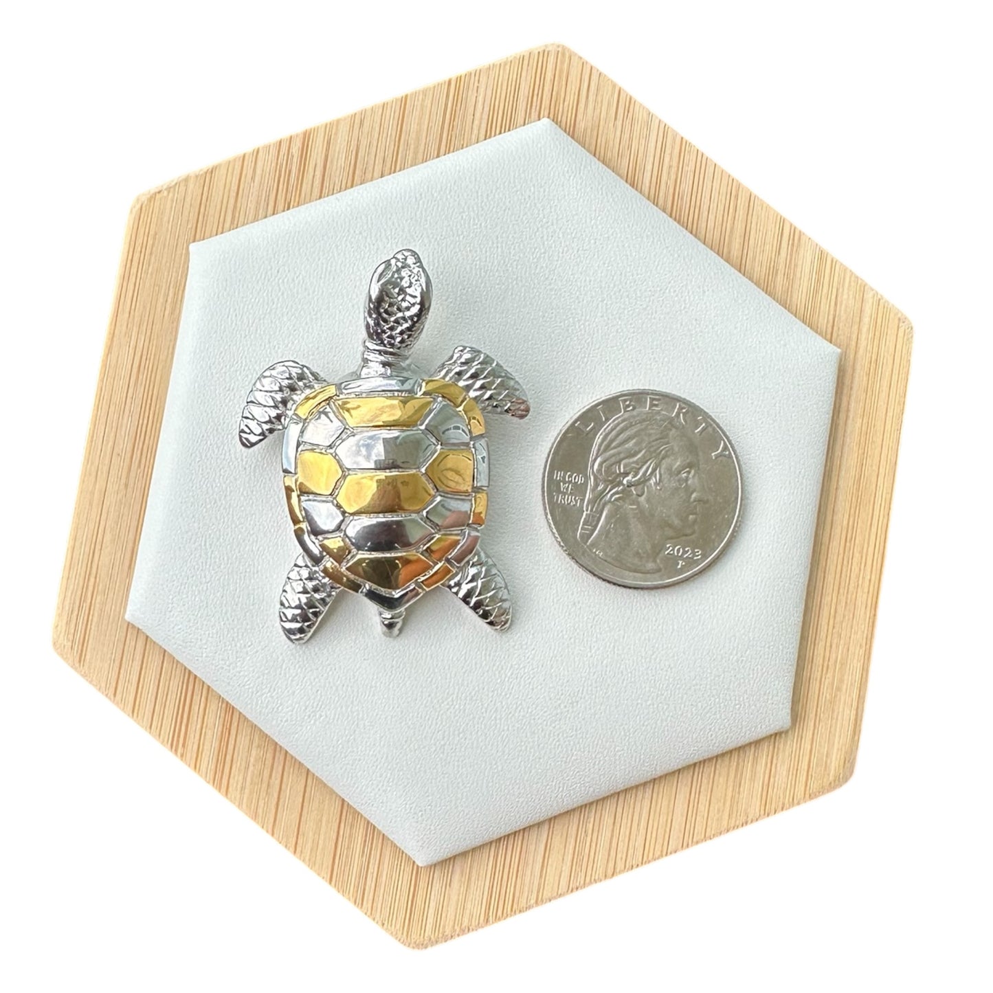 Collar Tortuga Plateada y Dorada