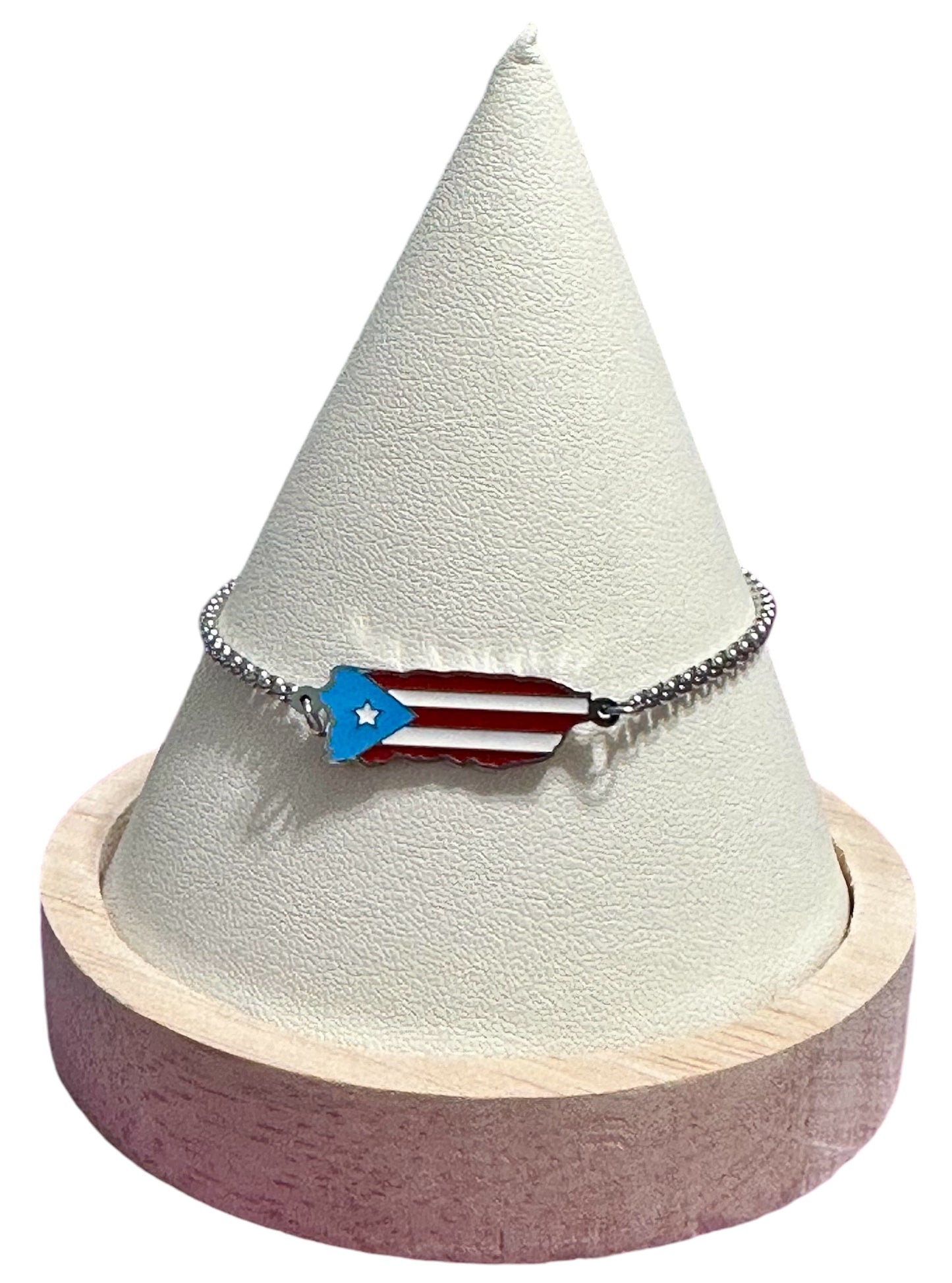 Pulsera Mapa de PR Color en Plateada