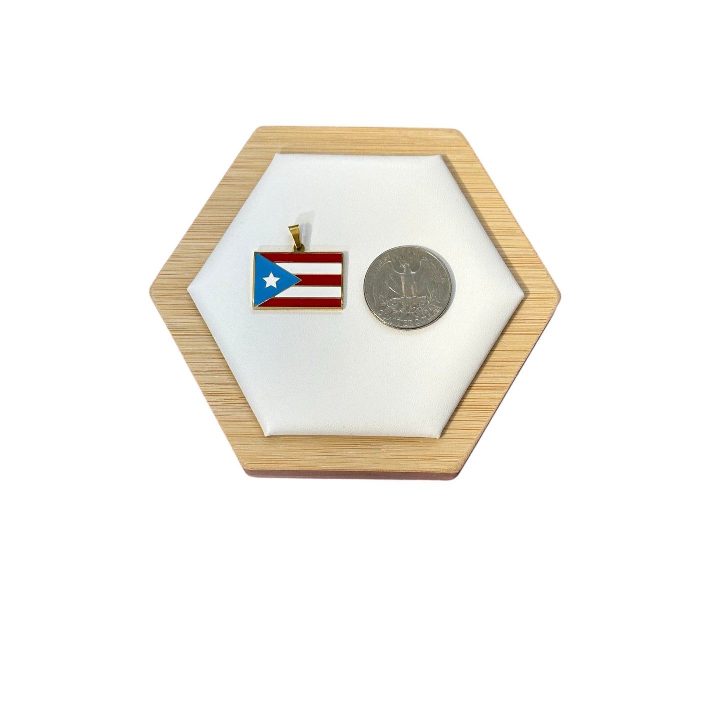 Bandera de P.R. Rectangular Multi en Dorado