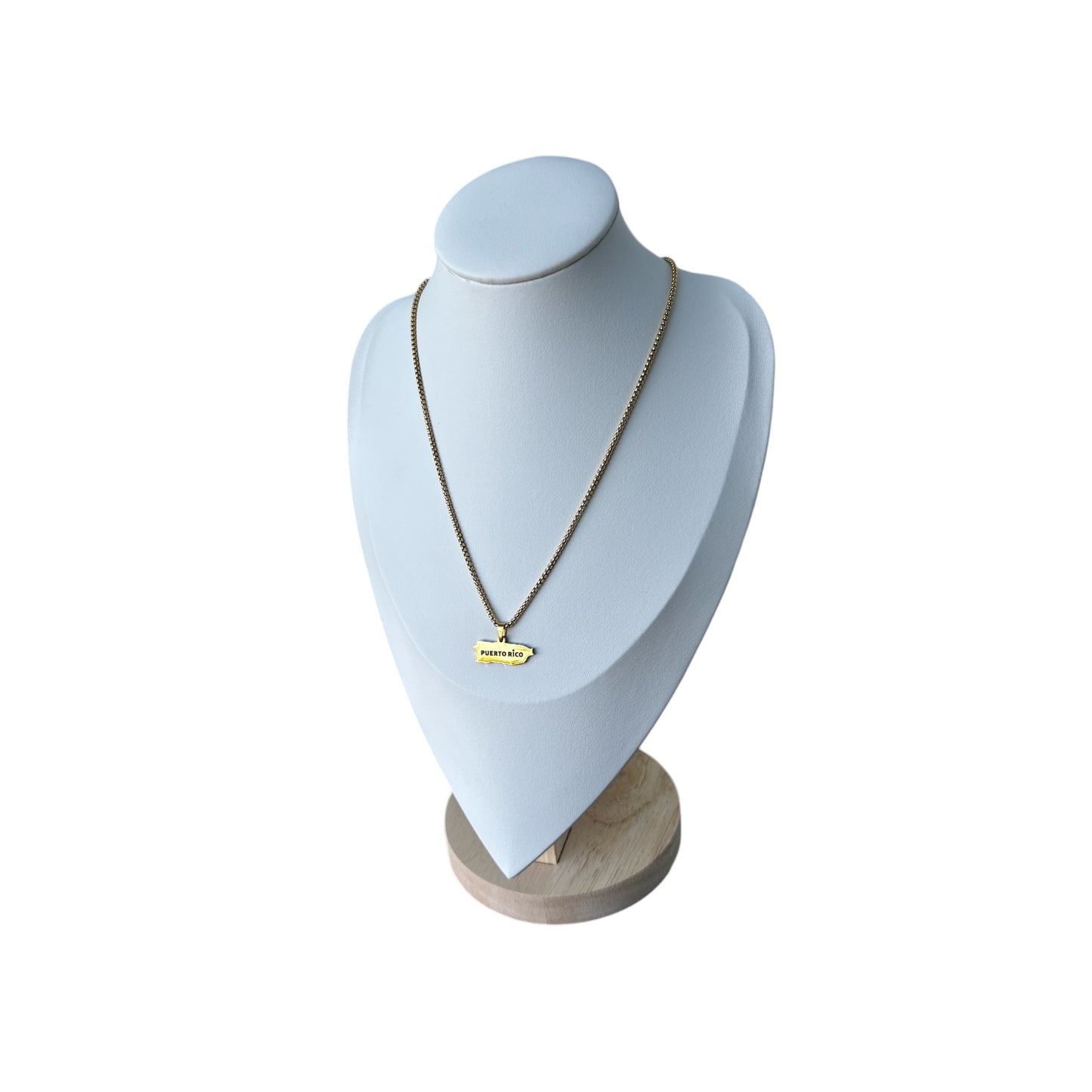 Collar Mapa de PR con Nombre en Dorado