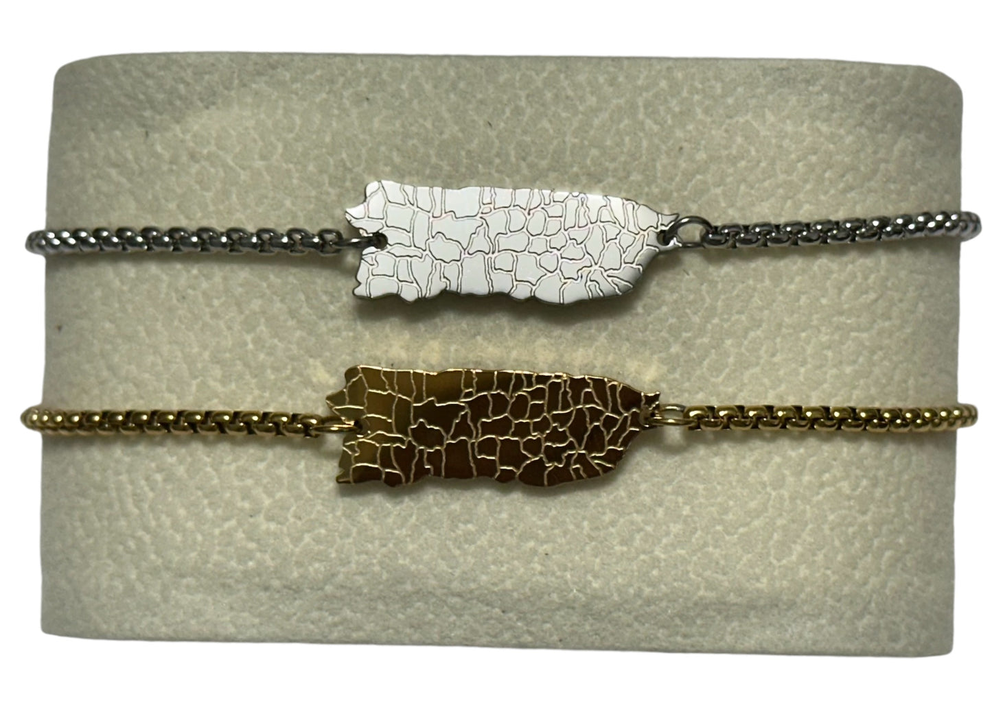 Pulsera Mapa con Pueblos Divididos Plateadas