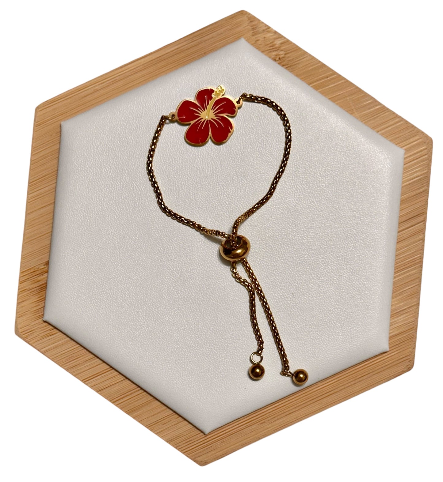 Pulsera Flor de Maga Roja y Dorada