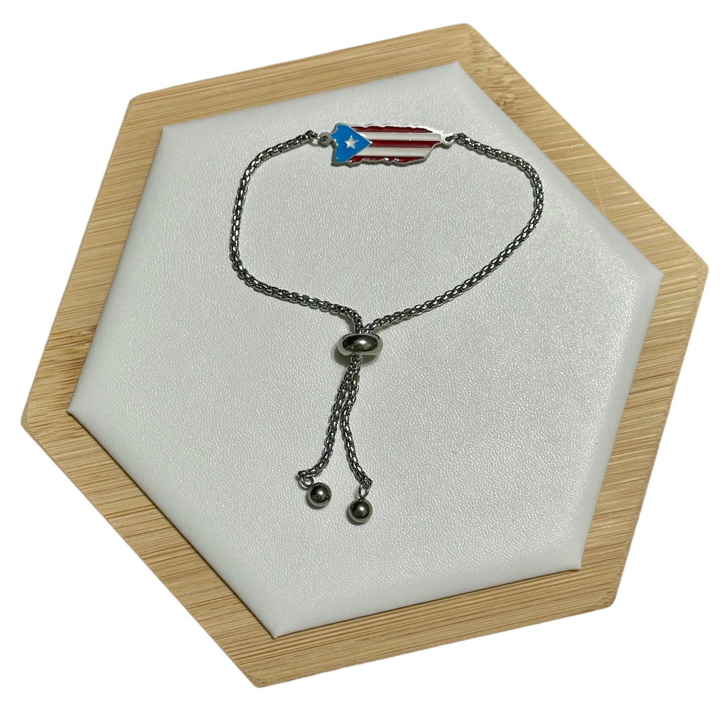 Pulsera Mapa de PR Color en Plateada