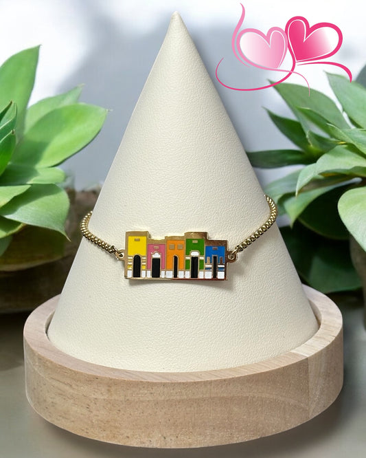 Pulsera Casitas de San Juan, Puerto Rico en Dorado