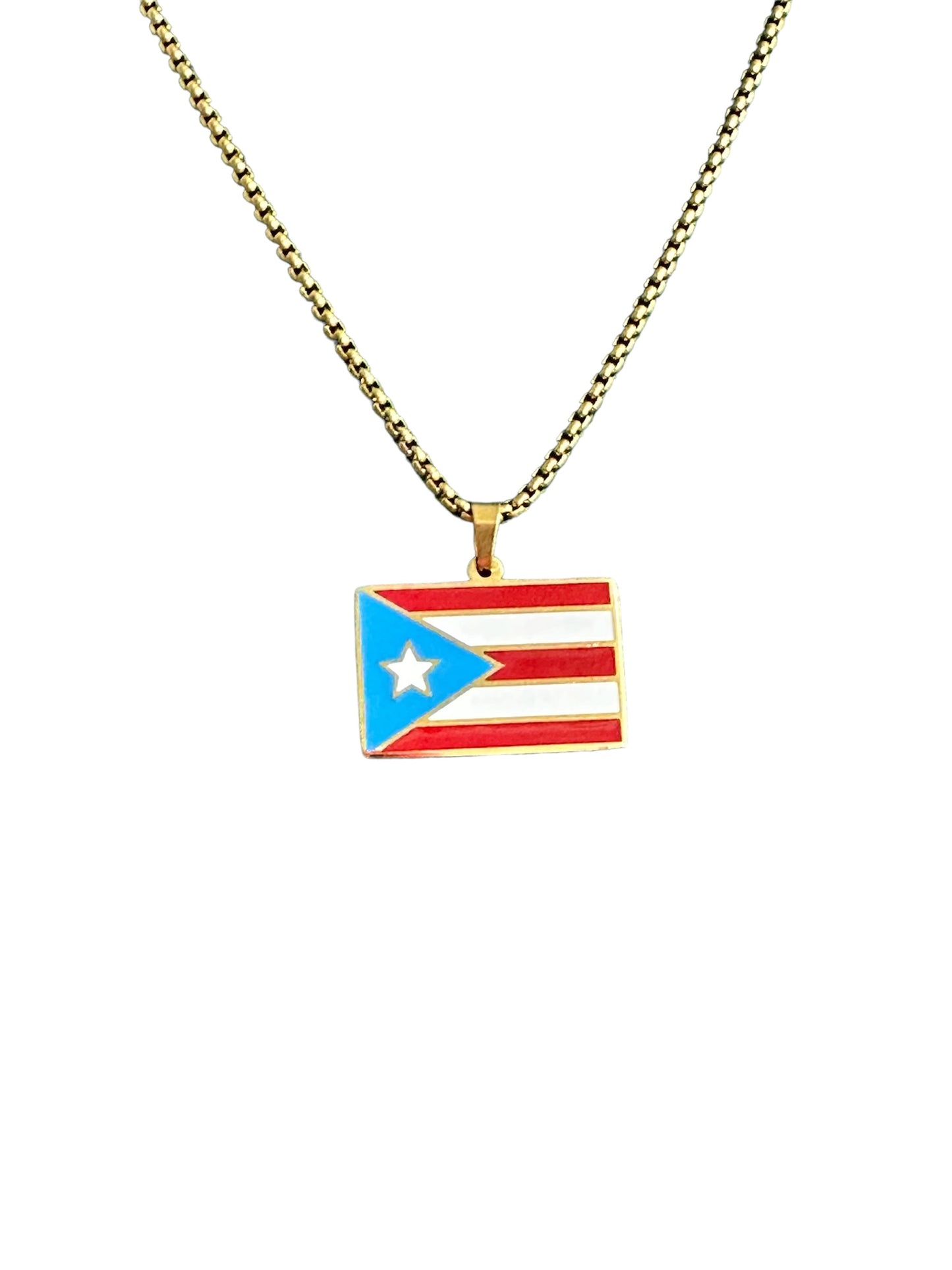 Bandera de P.R. Rectangular Multi en Dorado