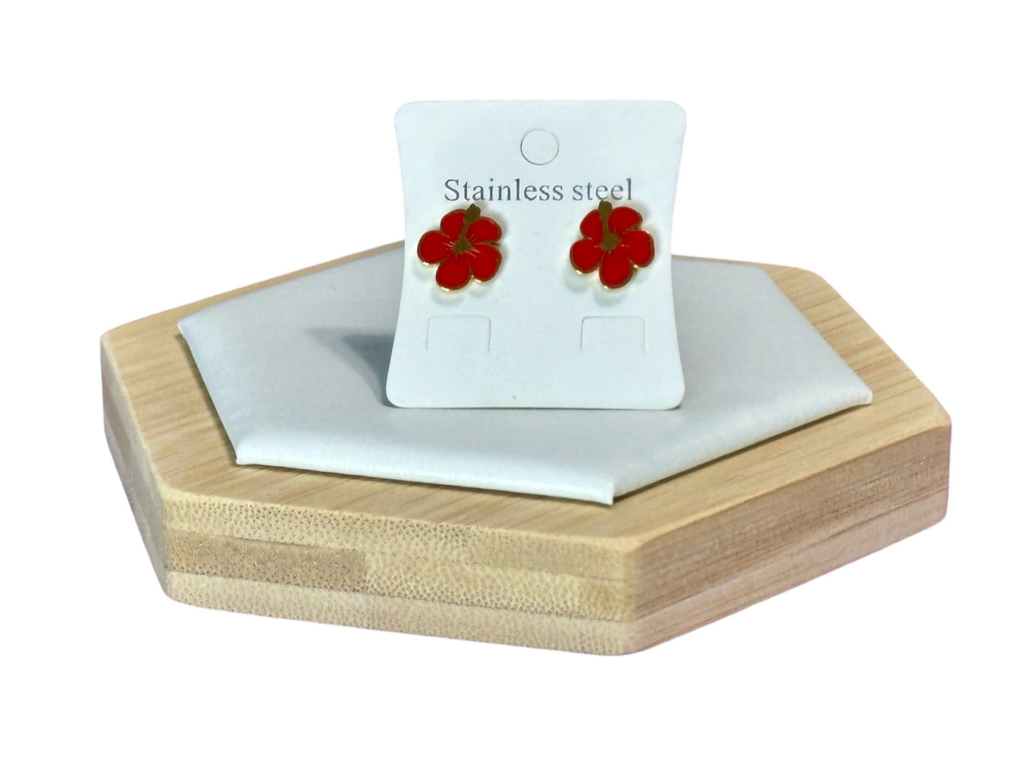 Set Flor de Maga Roja en Dorado (Aretes y Pulsera)