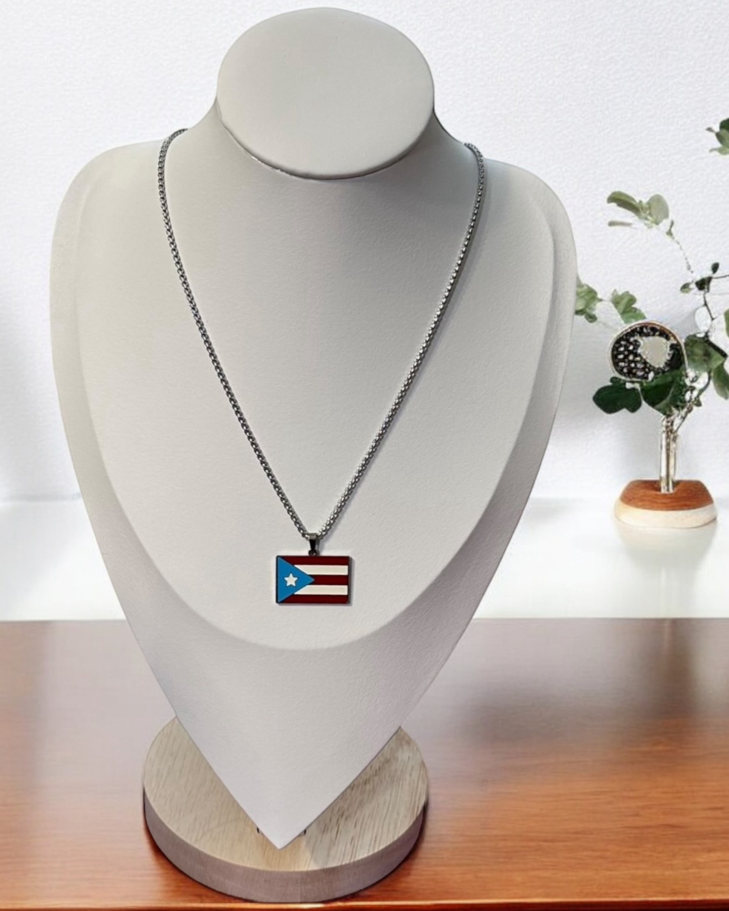 Bandera de P.R. Rectangular Multi en Plateado