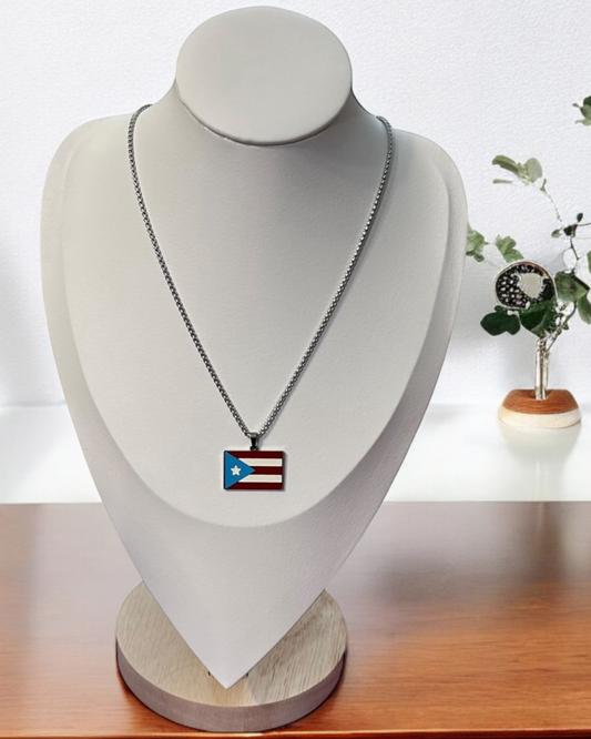 Bandera de P.R. Rectangular Multi en Plateado