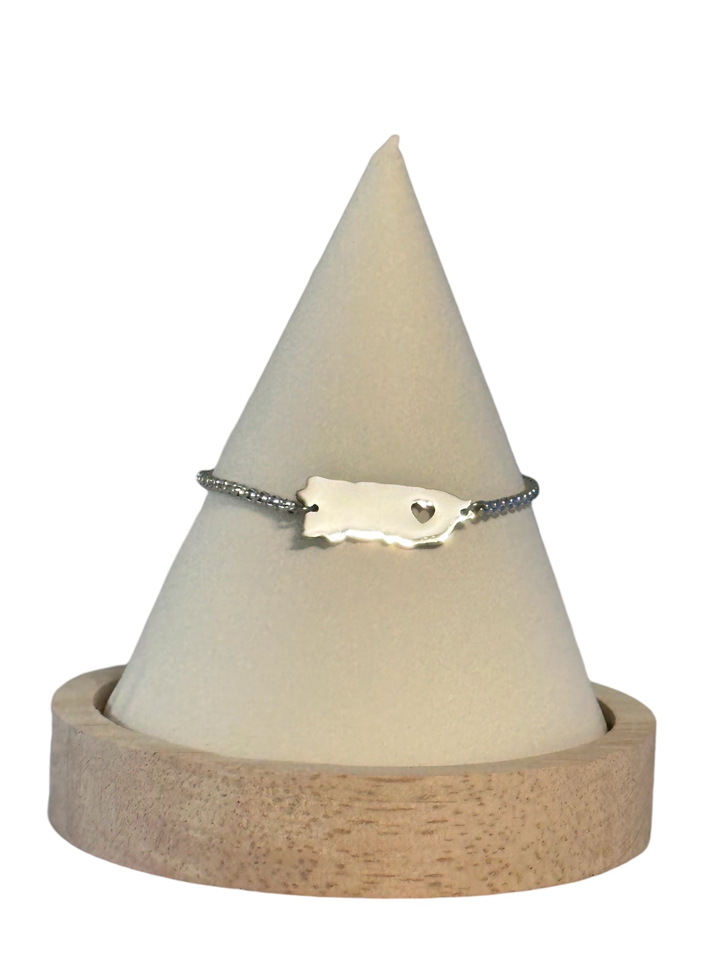 Pulsera Mapa con Corazón Plateada