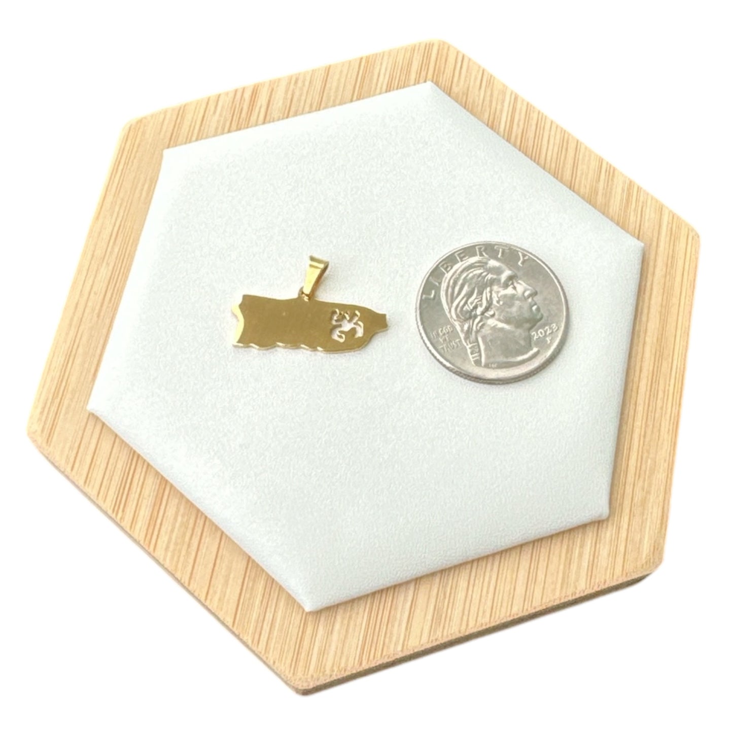 Collar Mapa de PR Coqui Taino Dorado