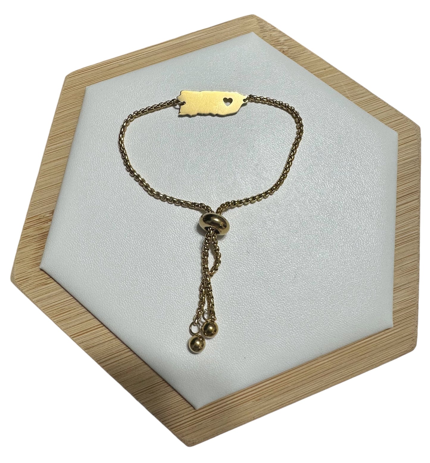 Pulsera Mapa con Corazón Dorada